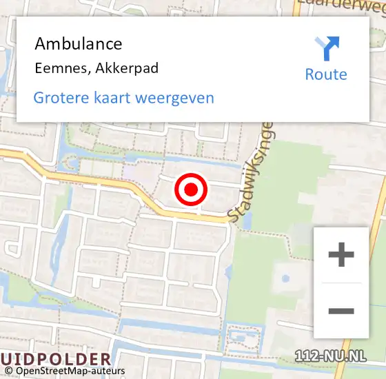 Locatie op kaart van de 112 melding: Ambulance Eemnes, Akkerpad op 19 april 2017 18:45