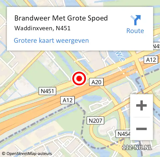 Locatie op kaart van de 112 melding: Brandweer Met Grote Spoed Naar Waddinxveen, N451 op 19 april 2017 19:48