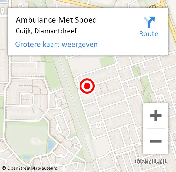 Locatie op kaart van de 112 melding: Ambulance Met Spoed Naar Cuijk, Diamantdreef op 19 april 2017 20:23