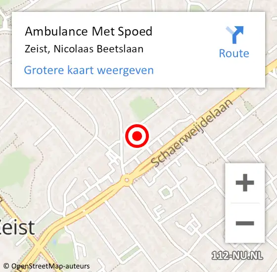 Locatie op kaart van de 112 melding: Ambulance Met Spoed Naar Zeist, Nicolaas Beetslaan op 19 april 2017 20:30