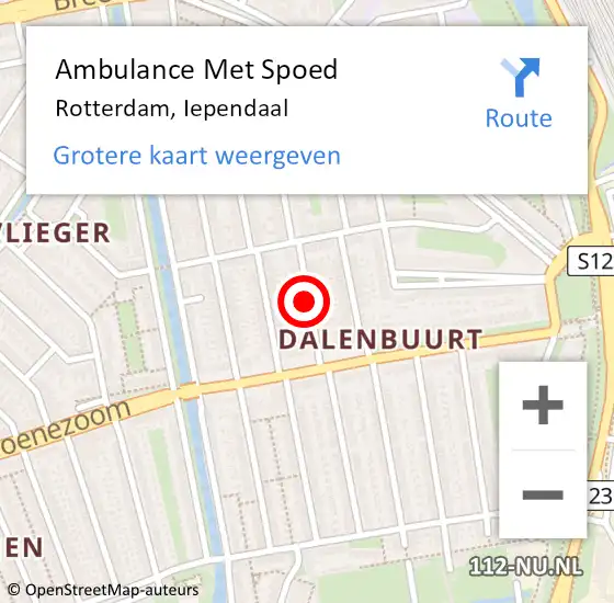 Locatie op kaart van de 112 melding: Ambulance Met Spoed Naar Rotterdam, Iependaal op 19 april 2017 21:16