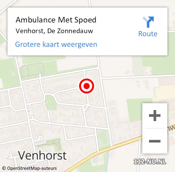 Locatie op kaart van de 112 melding: Ambulance Met Spoed Naar Venhorst, De Zonnedauw op 19 april 2017 21:30