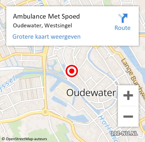 Locatie op kaart van de 112 melding: Ambulance Met Spoed Naar Oudewater, Westsingel op 19 april 2017 21:56