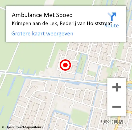 Locatie op kaart van de 112 melding: Ambulance Met Spoed Naar Krimpen aan de Lek, Rederij van Holststraat op 19 april 2017 22:12