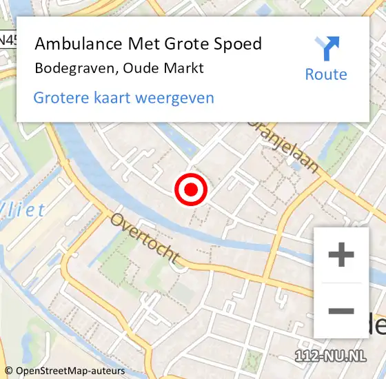 Locatie op kaart van de 112 melding: Ambulance Met Grote Spoed Naar Bodegraven, Oude Markt op 19 april 2017 22:40