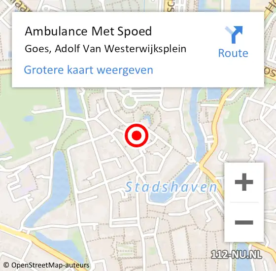 Locatie op kaart van de 112 melding: Ambulance Met Spoed Naar Goes, Adolf Van Westerwijksplein op 19 april 2017 23:01