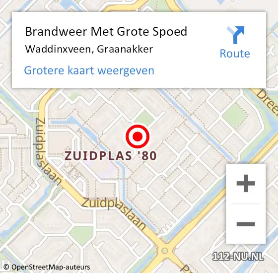 Locatie op kaart van de 112 melding: Brandweer Met Grote Spoed Naar Waddinxveen, Graanakker op 19 april 2017 23:03