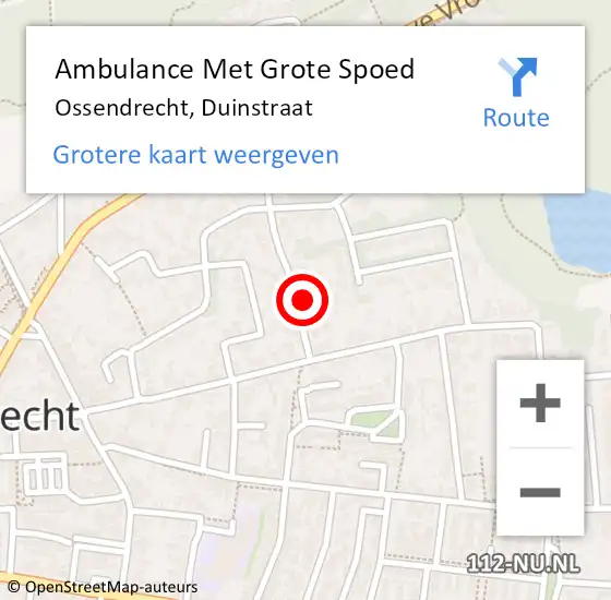 Locatie op kaart van de 112 melding: Ambulance Met Grote Spoed Naar Ossendrecht, Duinstraat op 20 april 2017 00:15