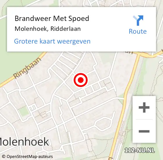 Locatie op kaart van de 112 melding: Brandweer Met Spoed Naar Molenhoek, Ridderlaan op 20 april 2017 00:24