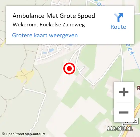 Locatie op kaart van de 112 melding: Ambulance Met Grote Spoed Naar Wekerom, Roekelse Zandweg op 20 april 2017 01:48