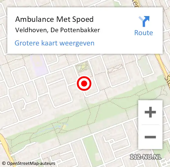 Locatie op kaart van de 112 melding: Ambulance Met Spoed Naar Veldhoven, De Pottenbakker op 20 april 2017 03:15