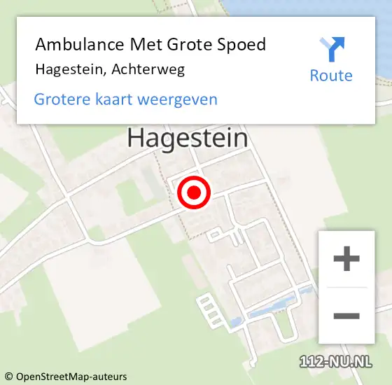 Locatie op kaart van de 112 melding: Ambulance Met Grote Spoed Naar Hagestein, Achterweg op 20 april 2017 04:48