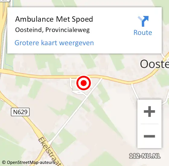 Locatie op kaart van de 112 melding: Ambulance Met Spoed Naar Oosteind, Provincialeweg op 20 april 2017 05:46