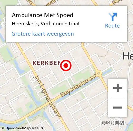 Locatie op kaart van de 112 melding: Ambulance Met Spoed Naar Heemskerk, Verhammestraat op 20 april 2017 06:39