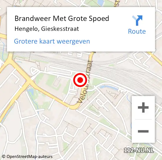 Locatie op kaart van de 112 melding: Brandweer Met Grote Spoed Naar Hengelo, Gieskesstraat op 20 april 2017 07:15