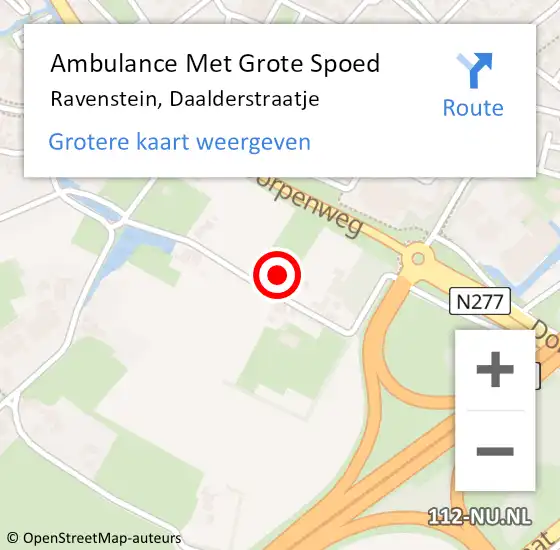 Locatie op kaart van de 112 melding: Ambulance Met Grote Spoed Naar Ravenstein, Daalderstraatje op 20 april 2017 07:36