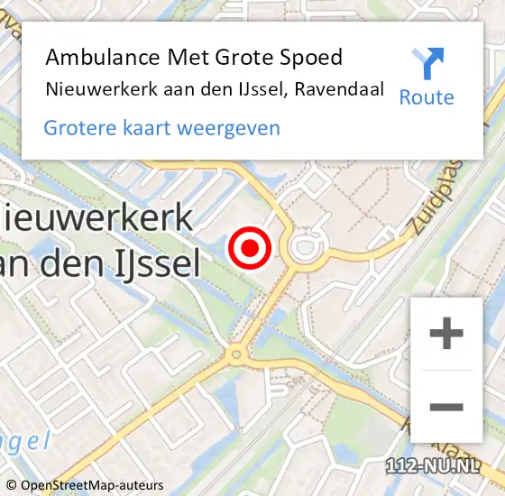 Locatie op kaart van de 112 melding: Ambulance Met Grote Spoed Naar Nieuwerkerk aan den IJssel, Ravendaal op 20 april 2017 07:39