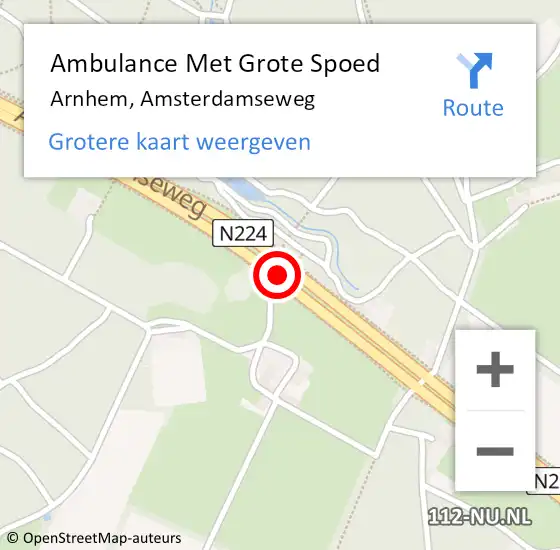 Locatie op kaart van de 112 melding: Ambulance Met Grote Spoed Naar Arnhem, Amsterdamseweg op 20 april 2017 08:08
