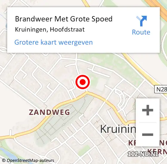 Locatie op kaart van de 112 melding: Brandweer Met Grote Spoed Naar Kruiningen, Hoofdstraat op 20 april 2017 08:11