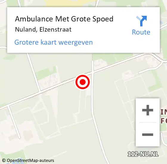 Locatie op kaart van de 112 melding: Ambulance Met Grote Spoed Naar Nuland, Elzenstraat op 20 april 2017 08:20