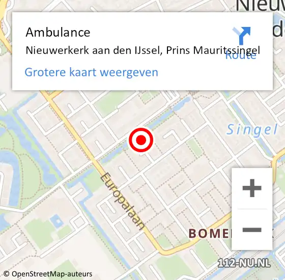 Locatie op kaart van de 112 melding: Ambulance Nieuwerkerk aan den IJssel, Prins Mauritssingel op 20 april 2017 09:01