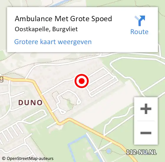 Locatie op kaart van de 112 melding: Ambulance Met Grote Spoed Naar Oostkapelle, Burgvliet op 20 april 2017 09:40