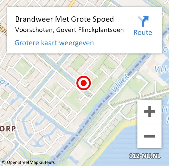 Locatie op kaart van de 112 melding: Brandweer Met Grote Spoed Naar Voorschoten, Govert Flinckplantsoen op 20 april 2017 10:26