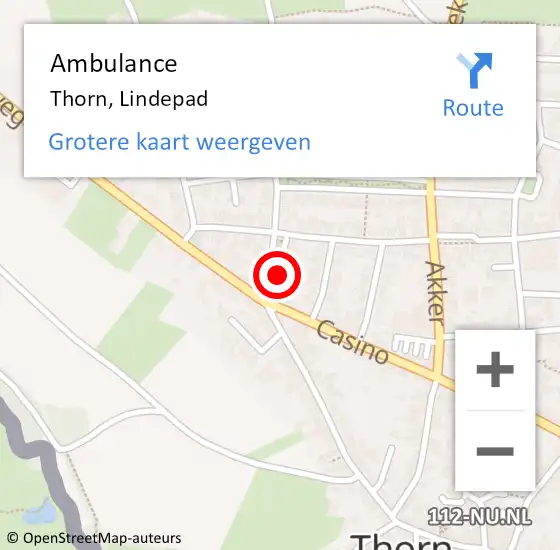 Locatie op kaart van de 112 melding: Ambulance Thorn, Lindepad op 20 april 2017 10:37