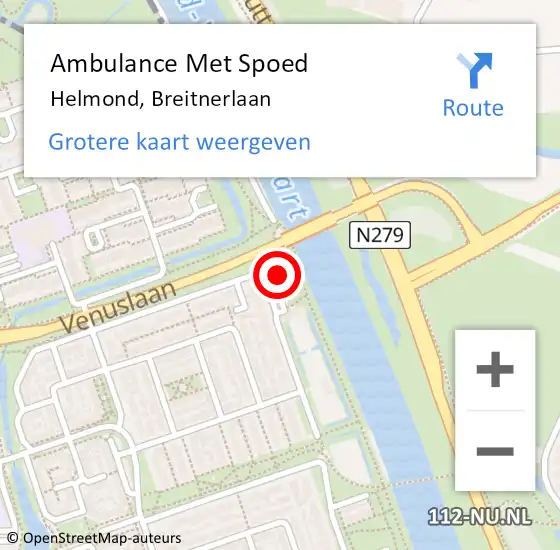 Locatie op kaart van de 112 melding: Ambulance Met Spoed Naar Helmond, Breitnerlaan op 20 april 2017 12:03