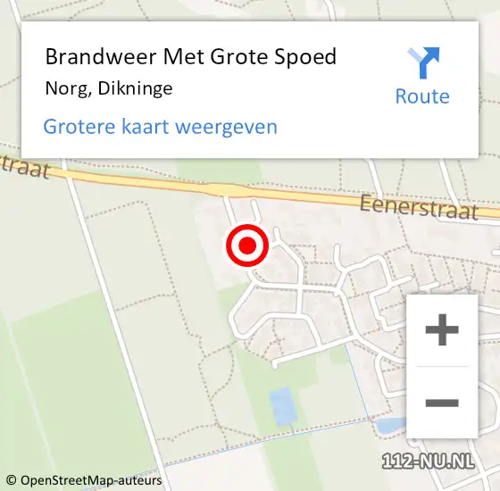 Locatie op kaart van de 112 melding: Brandweer Met Grote Spoed Naar Norg, Dikninge op 20 april 2017 12:06