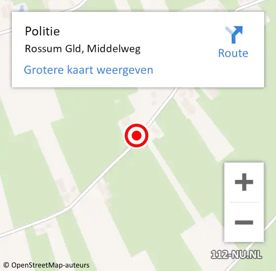 Locatie op kaart van de 112 melding: Politie Rossum Gld, Middelweg op 17 januari 2014 17:28