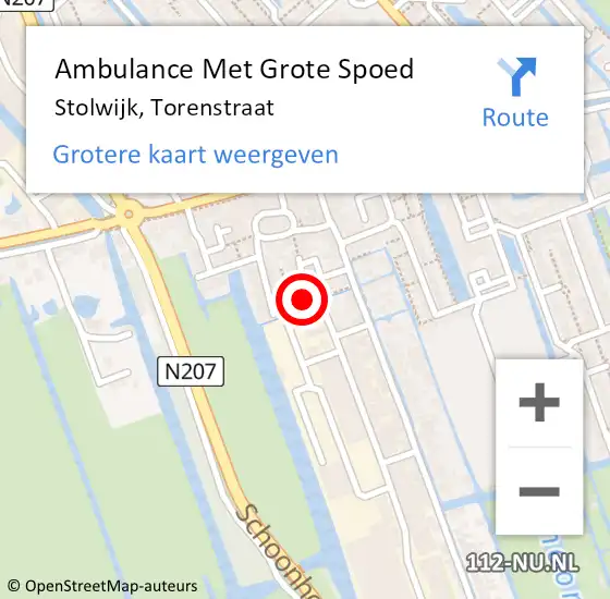 Locatie op kaart van de 112 melding: Ambulance Met Grote Spoed Naar Stolwijk, Torenstraat op 20 april 2017 12:46