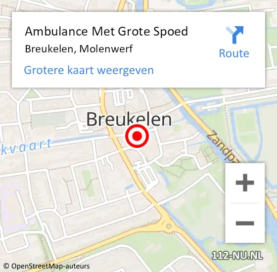 Locatie op kaart van de 112 melding: Ambulance Met Grote Spoed Naar Breukelen, Molenwerf op 20 april 2017 13:14