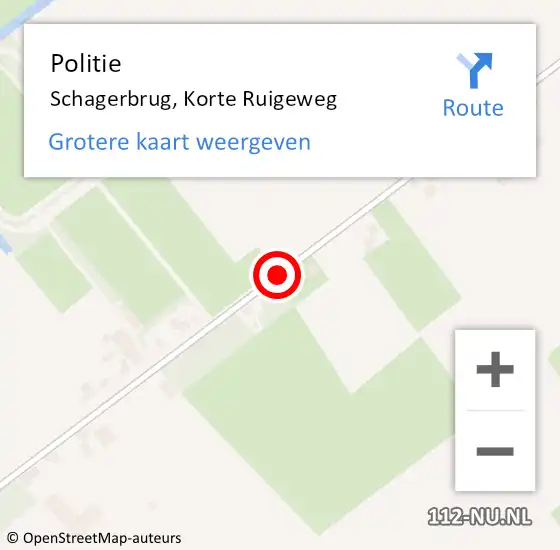 Locatie op kaart van de 112 melding: Politie Schagerbrug, Korte Ruigeweg op 20 april 2017 14:50