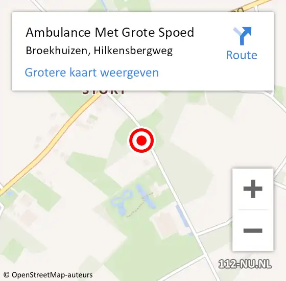 Locatie op kaart van de 112 melding: Ambulance Met Grote Spoed Naar Broekhuizen, Hilkensbergweg op 17 januari 2014 17:50