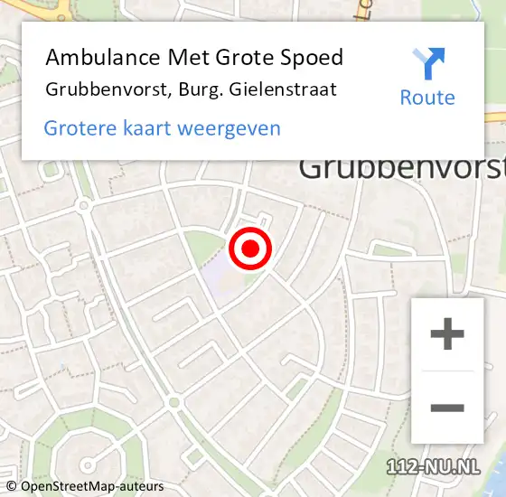 Locatie op kaart van de 112 melding: Ambulance Met Grote Spoed Naar Grubbenvorst, Burg. Gielenstraat op 17 januari 2014 17:52