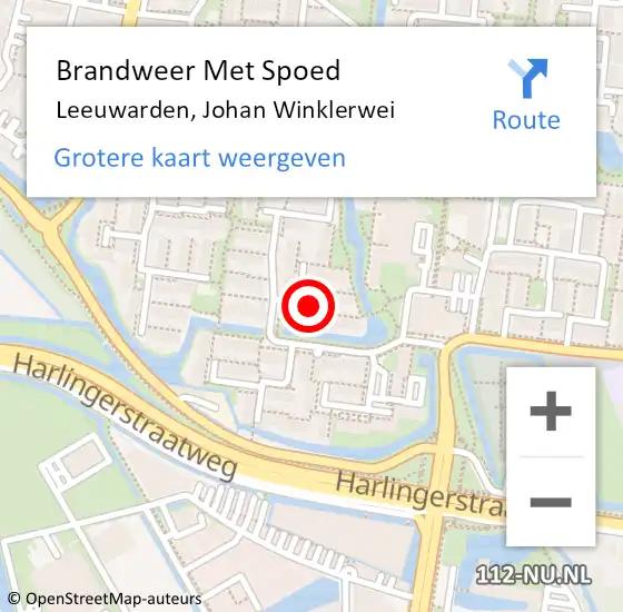 Locatie op kaart van de 112 melding: Brandweer Met Spoed Naar Leeuwarden, Johan Winklerwei op 20 april 2017 15:31