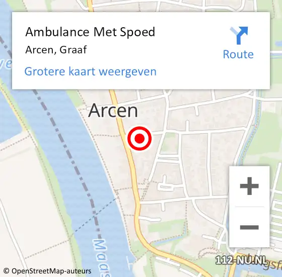 Locatie op kaart van de 112 melding: Ambulance Met Spoed Naar Arcen, Graaf op 20 april 2017 15:46