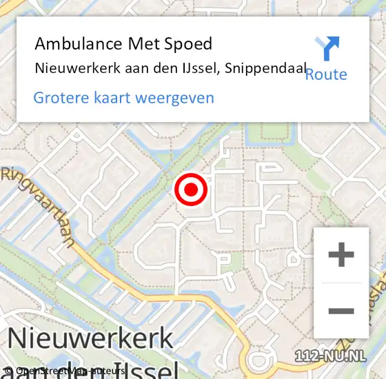 Locatie op kaart van de 112 melding: Ambulance Met Spoed Naar Nieuwerkerk aan den IJssel, Snippendaal op 20 april 2017 16:18