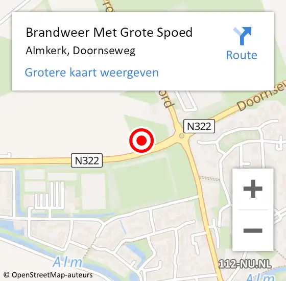 Locatie op kaart van de 112 melding: Brandweer Met Grote Spoed Naar Almkerk, Doornseweg op 20 april 2017 16:34