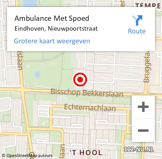 Locatie op kaart van de 112 melding: Ambulance Met Spoed Naar Eindhoven, Nieuwpoortstraat op 20 april 2017 17:03