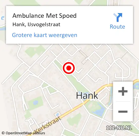Locatie op kaart van de 112 melding: Ambulance Met Spoed Naar Hank, IJsvogelstraat op 20 april 2017 17:36