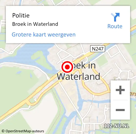 Locatie op kaart van de 112 melding: Politie Broek in Waterland op 20 april 2017 18:06