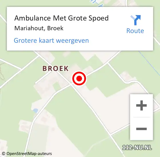 Locatie op kaart van de 112 melding: Ambulance Met Grote Spoed Naar Mariahout, Broek op 20 april 2017 18:17