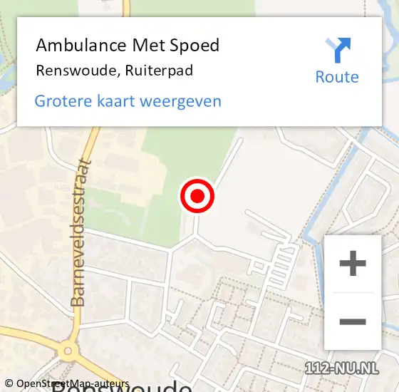 Locatie op kaart van de 112 melding: Ambulance Met Spoed Naar Renswoude, Ruiterpad op 20 april 2017 19:06