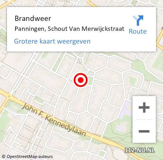 Locatie op kaart van de 112 melding: Brandweer Panningen, Schout Van Merwijckstraat op 20 april 2017 20:10