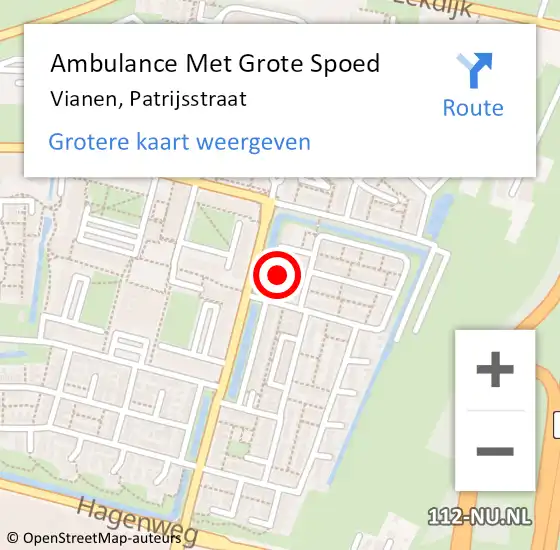 Locatie op kaart van de 112 melding: Ambulance Met Grote Spoed Naar Vianen, Patrijsstraat op 20 april 2017 21:13