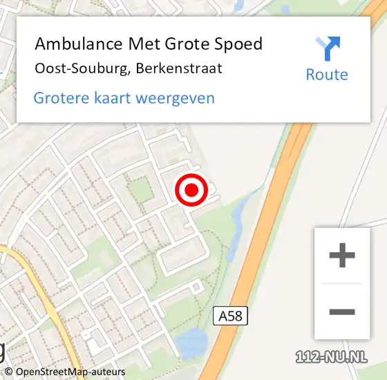 Locatie op kaart van de 112 melding: Ambulance Met Grote Spoed Naar Oost-Souburg, Berkenstraat op 20 april 2017 21:36