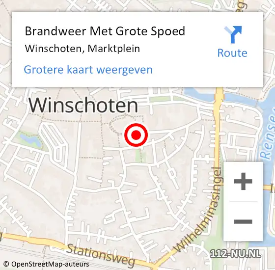 Locatie op kaart van de 112 melding: Brandweer Met Grote Spoed Naar Winschoten, Marktplein op 20 april 2017 21:39