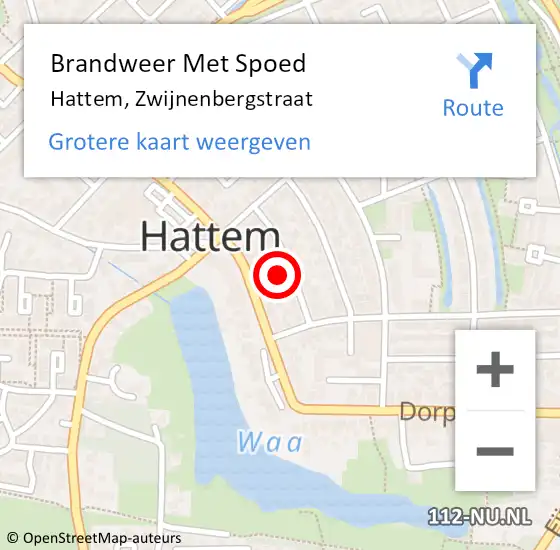 Locatie op kaart van de 112 melding: Brandweer Met Spoed Naar Hattem, Zwijnenbergstraat op 20 april 2017 22:00